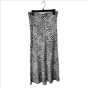 RACHEL ZOE black And White Heart Print Satin Maxi Skirt Size Medium
